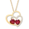 Thumbnail Image 1 of Garnet Heart Necklace 1/8 ct tw Diamonds 10K Yellow Gold