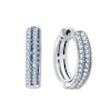 Thumbnail Image 1 of Topaz Hoop Earrings Blue & White Sterling Silver