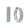 Thumbnail Image 2 of Topaz Hoop Earrings Blue & White Sterling Silver