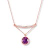 Thumbnail Image 1 of Amethyst Choker Necklace 1/15 ct tw Diamonds 10K Rose Gold