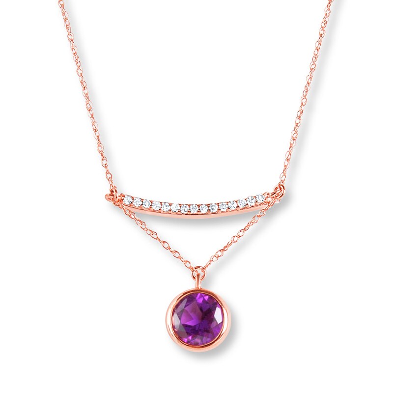 Main Image 1 of Amethyst Choker Necklace 1/15 ct tw Diamonds 10K Rose Gold