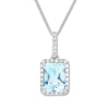 Thumbnail Image 1 of Aquamarine Necklace 1/6 ct tw Diamonds 10K White Gold