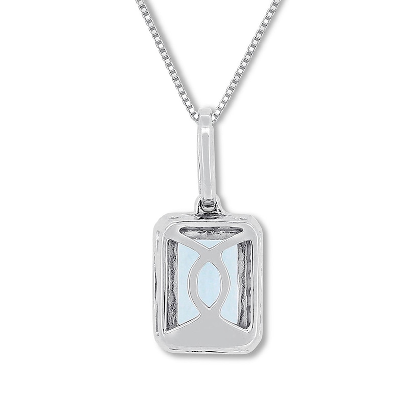 Main Image 3 of Aquamarine Necklace 1/6 ct tw Diamonds 10K White Gold