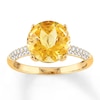 Citrine Ring 1/5 ct tw Diamonds 14K Yellow Gold