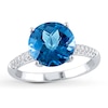 Thumbnail Image 0 of Dark Blue Topaz Ring 1/5 ct tw Diamonds 14K White Gold