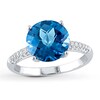 Thumbnail Image 0 of Dark Blue Topaz Ring 1/5 ct tw Diamonds 14K White Gold