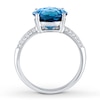 Thumbnail Image 1 of Dark Blue Topaz Ring 1/5 ct tw Diamonds 14K White Gold