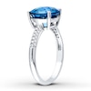 Thumbnail Image 2 of Dark Blue Topaz Ring 1/5 ct tw Diamonds 14K White Gold