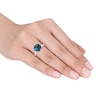 Thumbnail Image 3 of Dark Blue Topaz Ring 1/5 ct tw Diamonds 14K White Gold