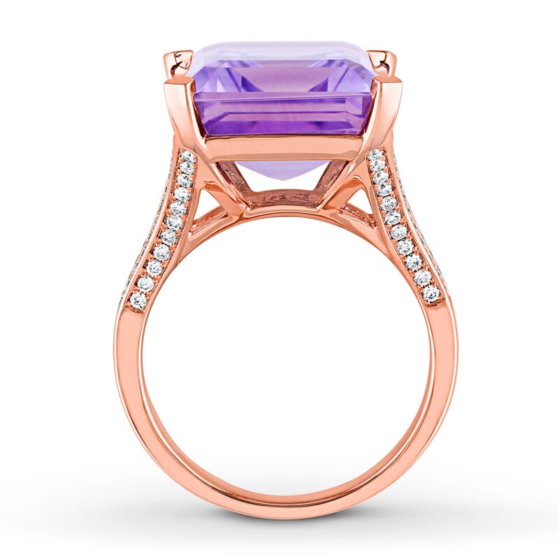Amethyst Ring 1/2 carat tw Diamonds 14K Rose Gold