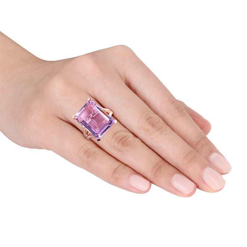 Amethyst Ring 1/2 carat tw Diamonds 14K Rose Gold