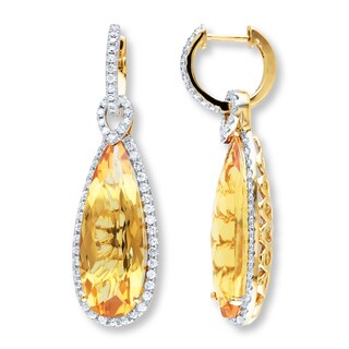 Citrine Dangle Earrings 1 Ct Tw Diamonds 14k Yellow Gold Jared Citrine Dangle Earrings 1 Ct Tw Diamonds 14k Yellow Gold Jared