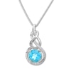 Thumbnail Image 1 of Blue Topaz Necklace 1/15 ct tw Diamonds Sterling Silver