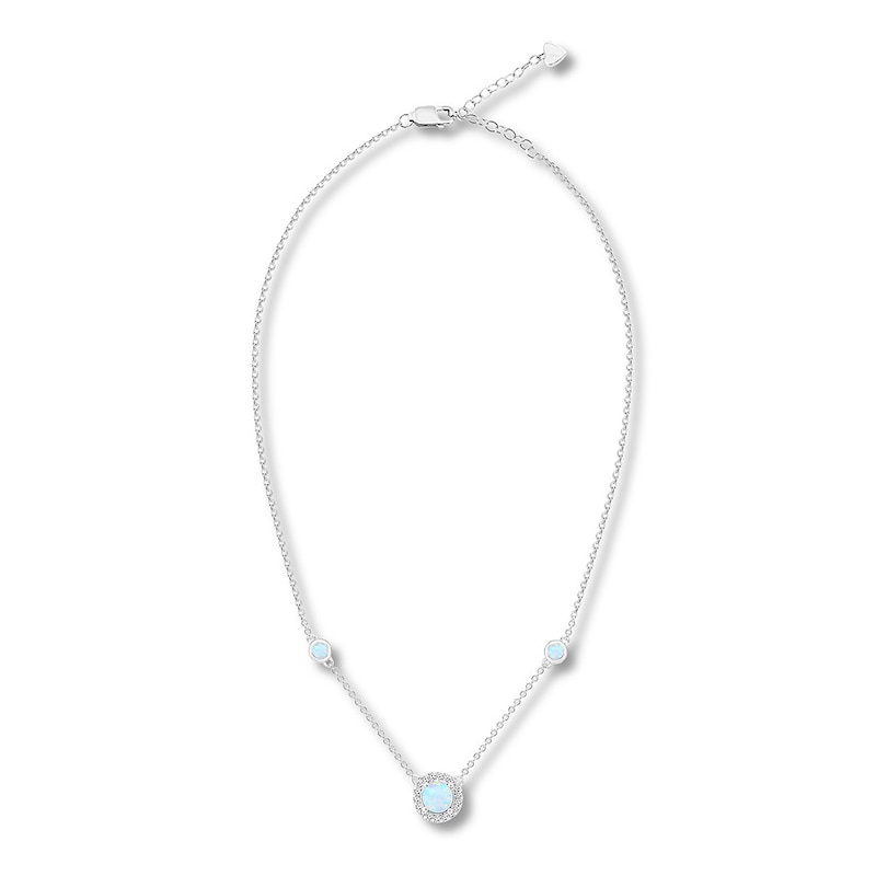 Main Image 2 of Lab-Created Opal Choker Lab-Created Sapphires Sterling Silver