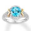 Thumbnail Image 1 of Blue Topaz Ring White Topaz Sterling Silver/10K Yellow Gold