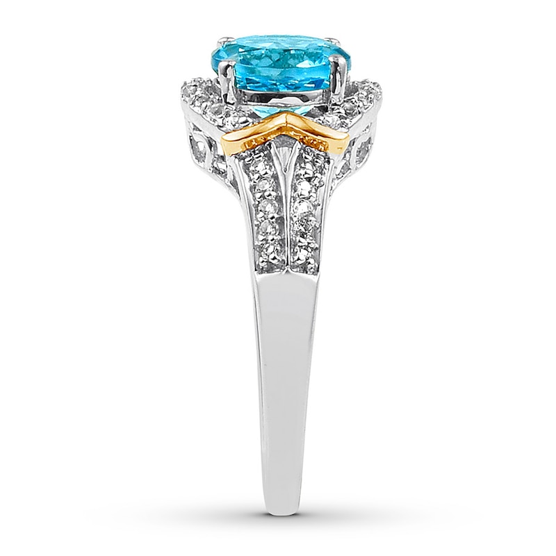 Main Image 3 of Blue Topaz Ring White Topaz Sterling Silver/10K Yellow Gold