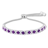 Thumbnail Image 1 of Amethyst Bolo Bracelet 1/8 ct tw Diamonds Sterling Silver