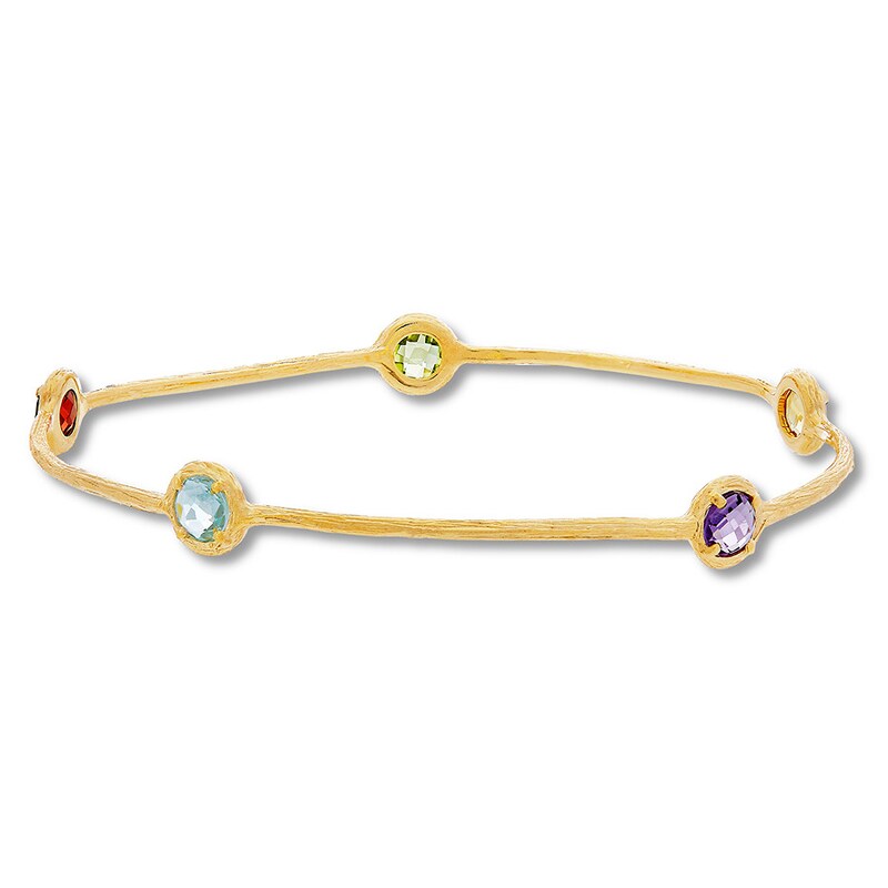 Main Image 1 of Multi-Gemstone Bangle Bracelet 14K Yellow Gold