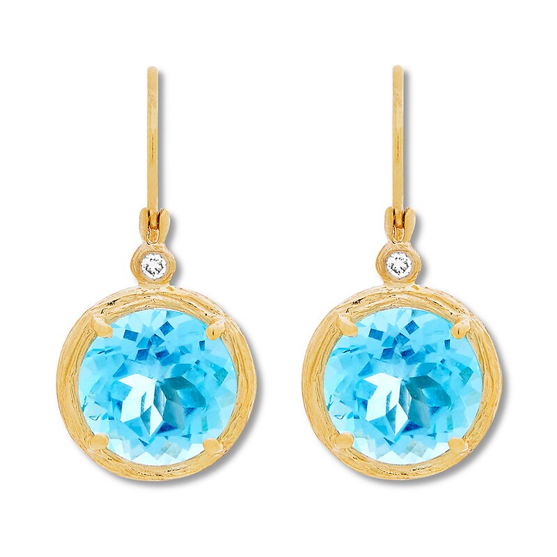 Blue Topaz Earrings 1 20 Ct Tw Diamonds 14k Yellow Gold Jared Blue Topaz Earrings 1 20 Ct Tw Diamonds 14k Yellow Gold Jared