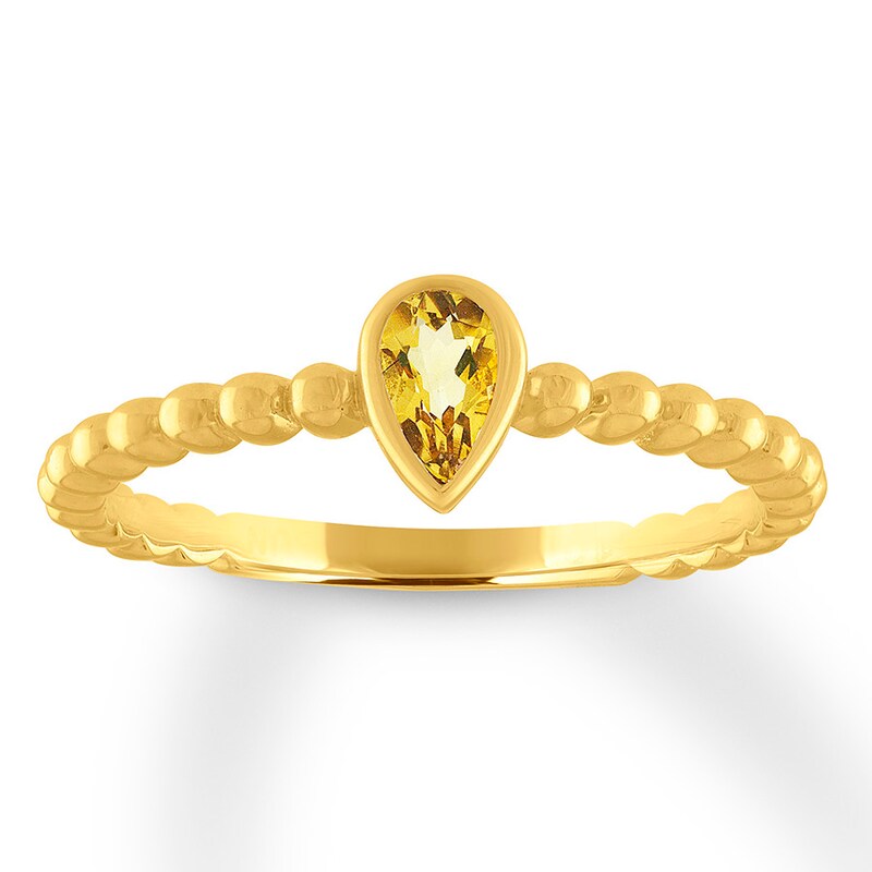 Citrine Ring Bezel-set 10K Yellow Gold