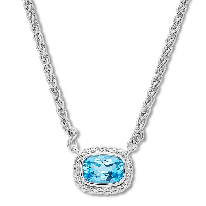Main Image 1 of Blue Topaz Necklace Sterling Silver 18"