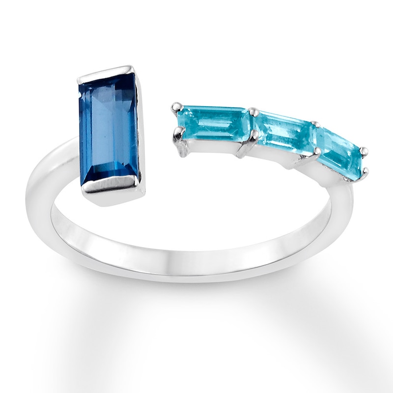 Blue Topaz Deconstructed Ring Sterling Silver