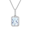 Thumbnail Image 1 of Aquamarine Necklace 1/6 ct tw Diamonds 10K White Gold