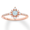 Thumbnail Image 0 of Aquamarine Ring Lab-Created Sapphires 10K Rose Gold