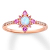 Thumbnail Image 0 of Lab-Created Opal Ring Lab-Created Sapphires 10K Rose Gold