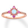 Thumbnail Image 0 of Lab-Created Opal Ring Lab-Created Sapphires 10K Rose Gold