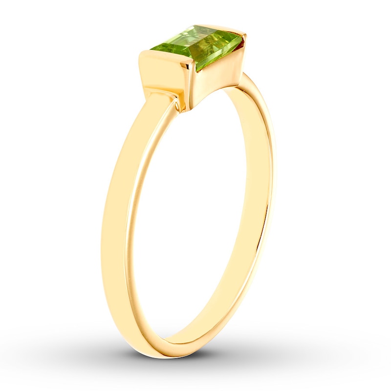 Peridot East-West Ring Rectangle 10K Yellow Gold