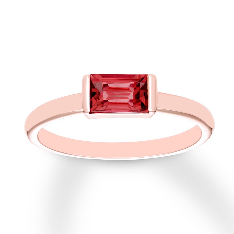 Main Image 1 of Garnet East-West Ring Rectangular 10K Rose Gold