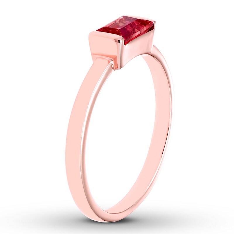 Garnet East-West Ring Rectangular 10K Rose Gold