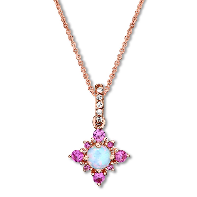 Lab-Created Opal & Lab-Created Sapphire Necklace 10K Rose Gold