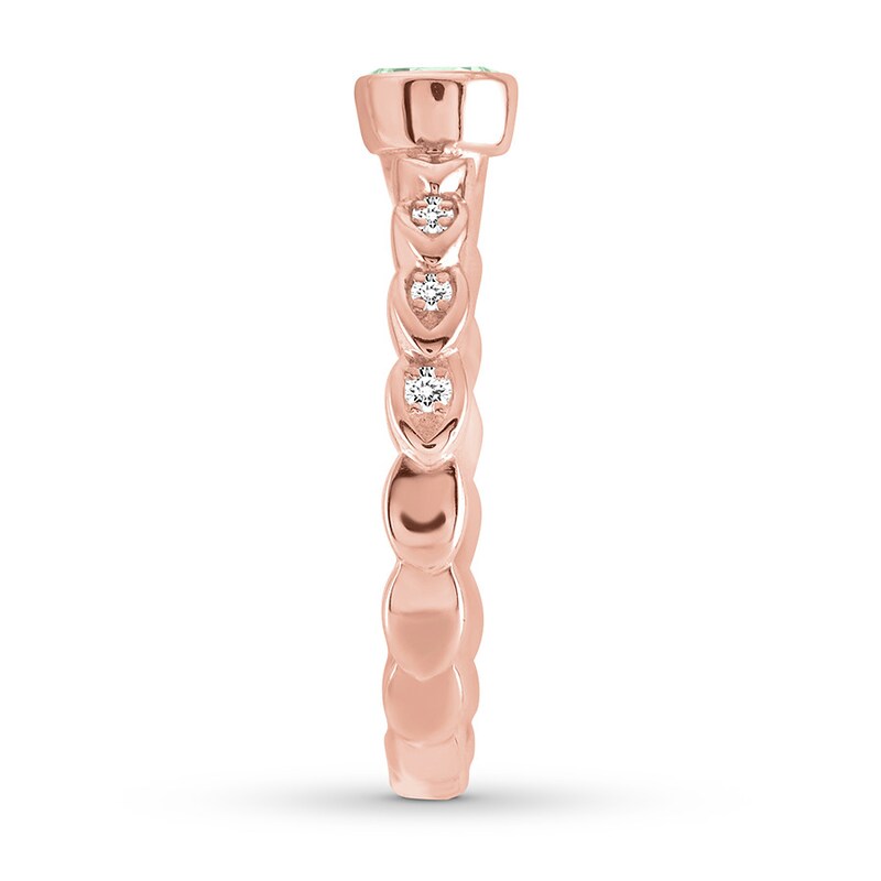 Natural Opal Ring 1/20 carat tw Diamonds 10K Rose Gold