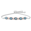 Thumbnail Image 1 of Blue Topaz Bolo Bracelet 1/4 ct tw Diamonds Sterling Silver/10K Rose Gold