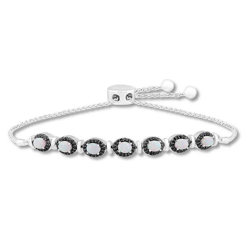 Main Image 1 of Lab-Created Opal Bracelet 5/8 cttw Diamonds Sterling Silver