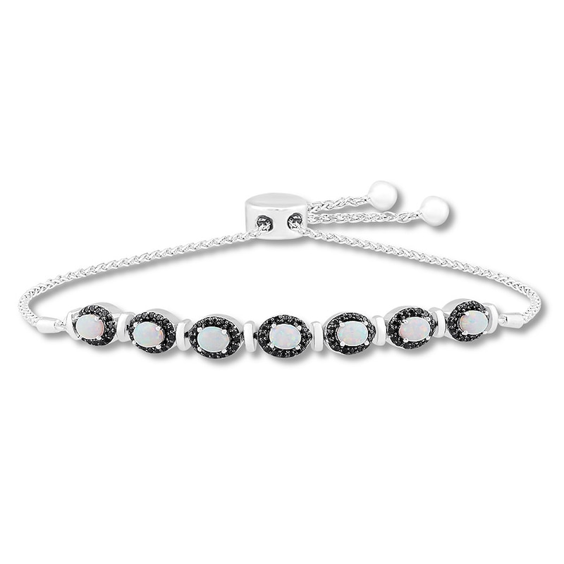 Lab-Created Opal Bracelet 5/8 cttw Diamonds Sterling Silver