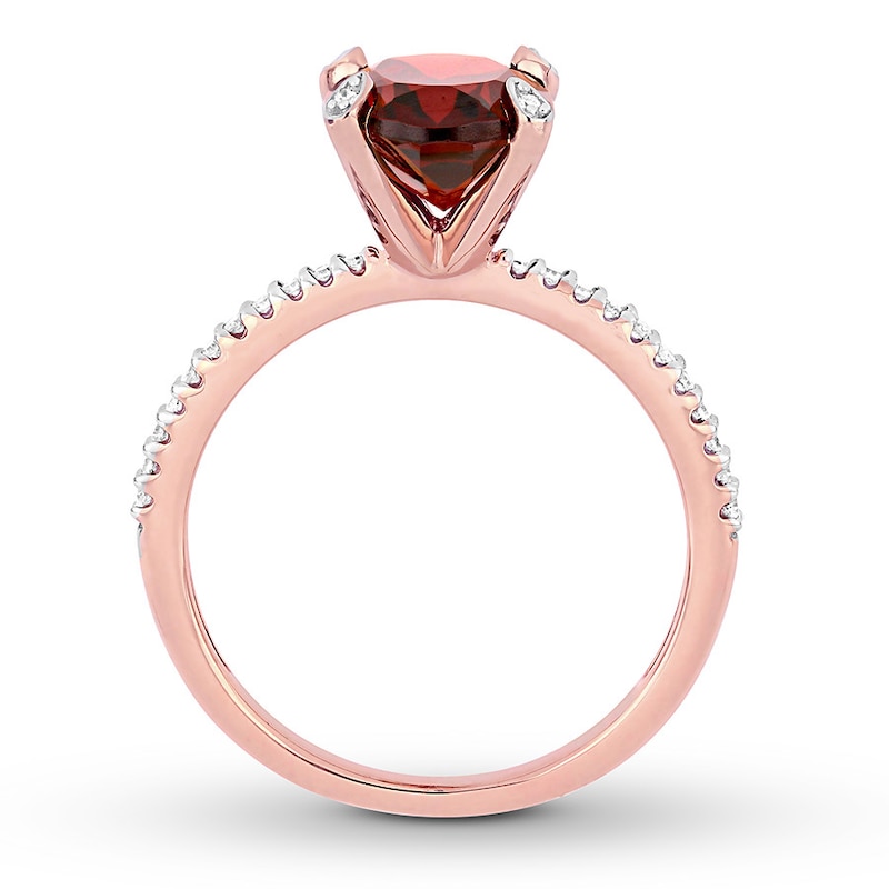 Garnet Ring 1/10 carat tw Diamonds 10K Rose Gold