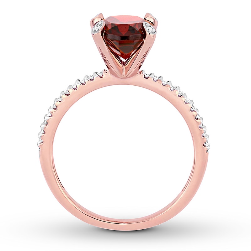Main Image 2 of Garnet Ring 1/10 carat tw Diamonds 10K Rose Gold