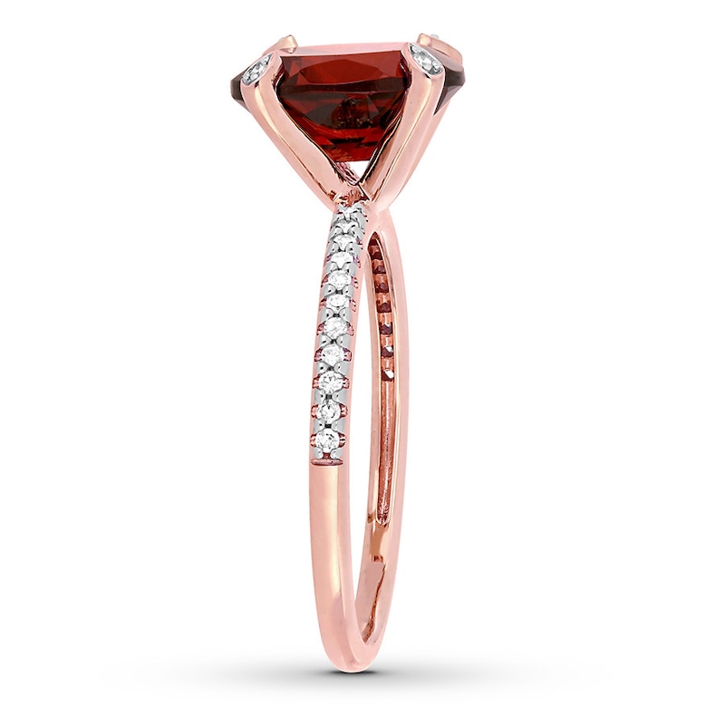 Main Image 3 of Garnet Ring 1/10 carat tw Diamonds 10K Rose Gold
