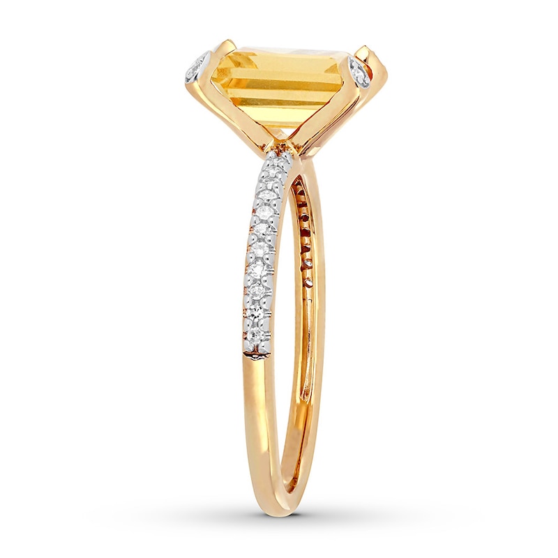 Citrine Ring 1/10 carat tw Diamonds 10K Yellow Gold