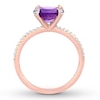 Thumbnail Image 1 of Amethyst East-West Ring 1/10 carat tw Diamonds 10K Rose Gold