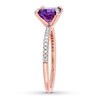 Thumbnail Image 2 of Amethyst East-West Ring 1/10 carat tw Diamonds 10K Rose Gold