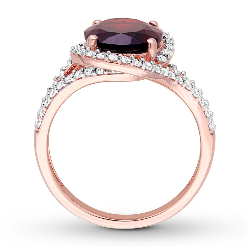 Garnet Ring 1/2 carat tw Diamonds 14K Rose Gold