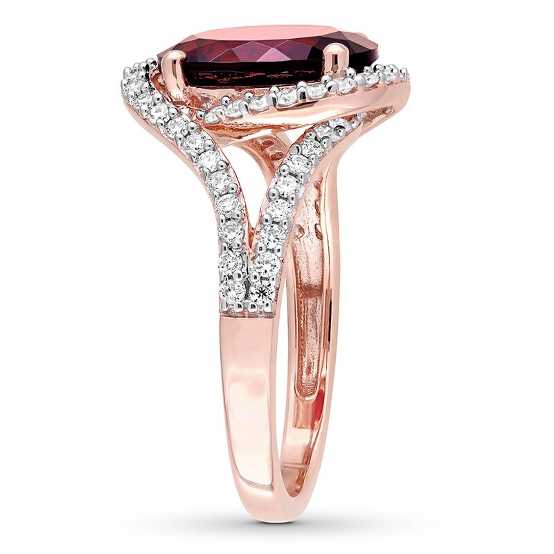 Garnet Ring 1/2 carat tw Diamonds 14K Rose Gold