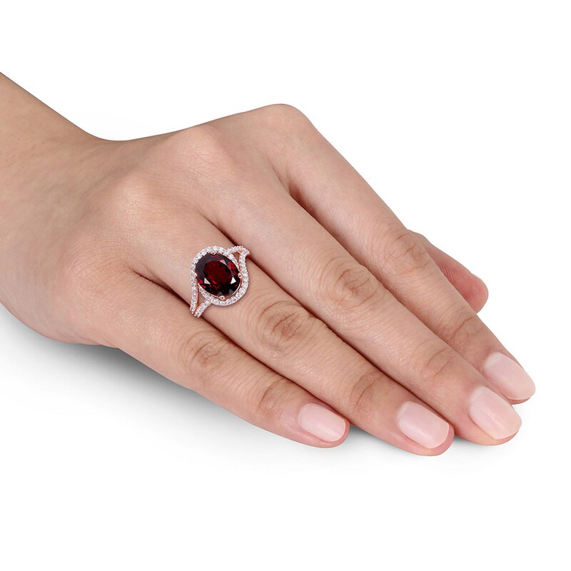 Garnet Ring 1/2 carat tw Diamonds 14K Rose Gold