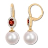 Thumbnail Image 0 of Garnet & Cultured Pearl Earrings 1/4 ct tw Diamonds 10K Yellow Gold