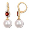 Thumbnail Image 0 of Garnet & Cultured Pearl Earrings 1/4 ct tw Diamonds 10K Yellow Gold