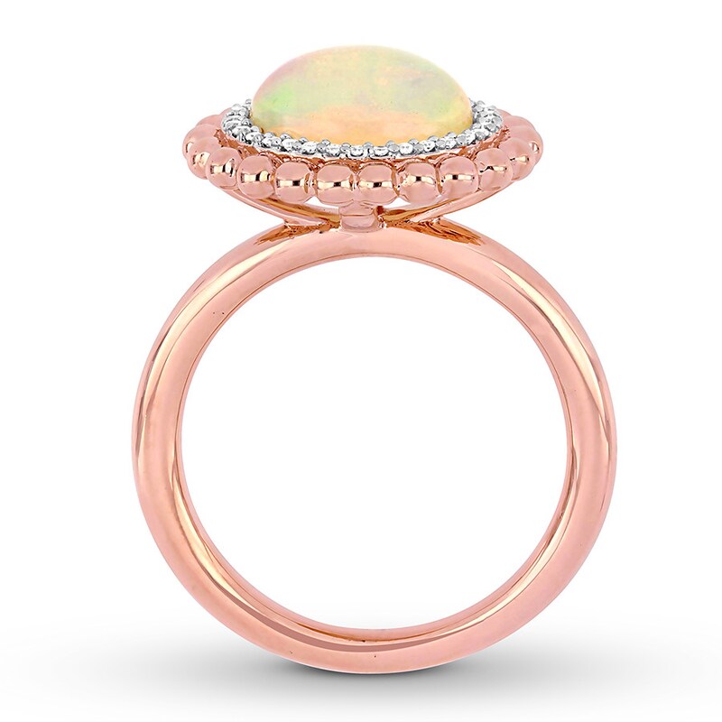 Natural Opal Ring 1/10 carat tw Diamonds 14K Rose Gold